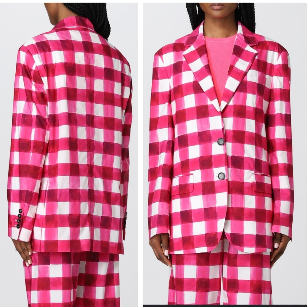 Msgm Milano Gingham Brushed Checked Printed Blaze… - image 1